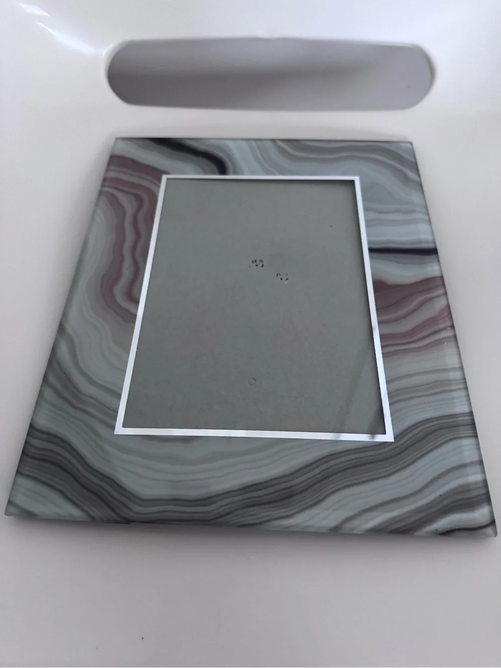 Modern Faux Agate Glass 4x6 Picture Frame Gray Marble Geode Decor Contemporary